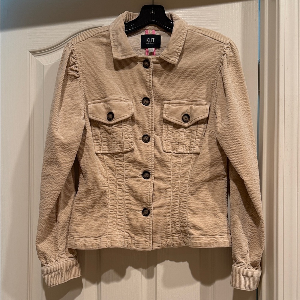 Kut from the Kloth Beige Button-Front Denim Jacket